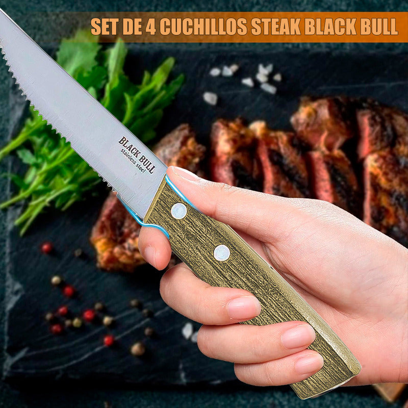 Set De Cuchillos Cuchillo Para Carne Set 4 Cuchillos Steak Madera