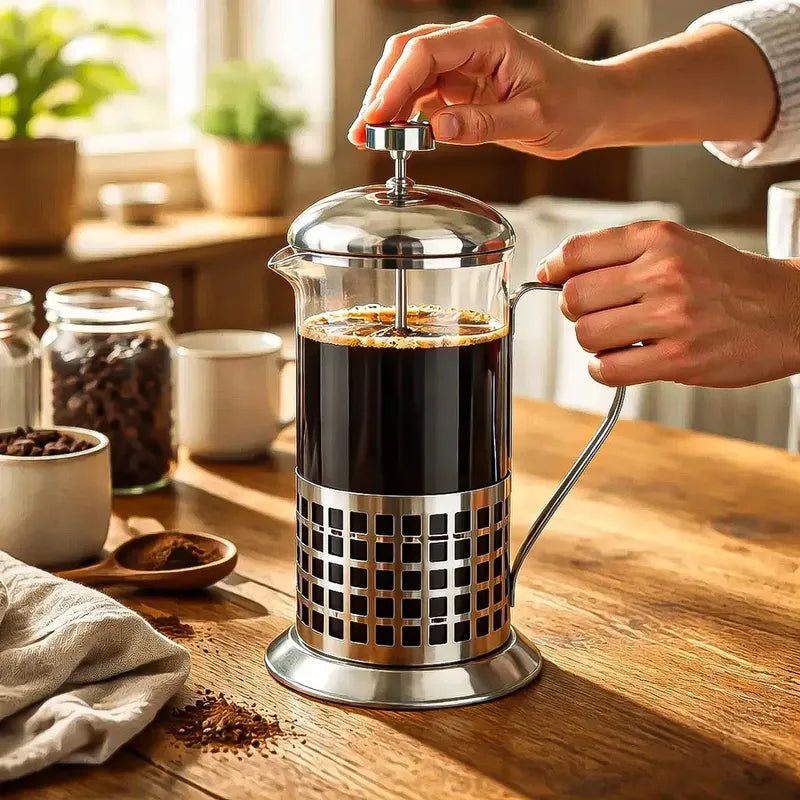 Cafetera De Prensa Francesa Okshop Modelo Cuadro De Vidrio Y Acero Inoxidable De 600 Ml