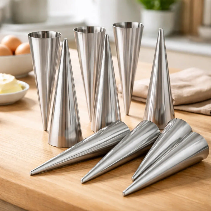 Pack 10 Molde Cannoli Metálico Molde Croissant Molde Cono Gris