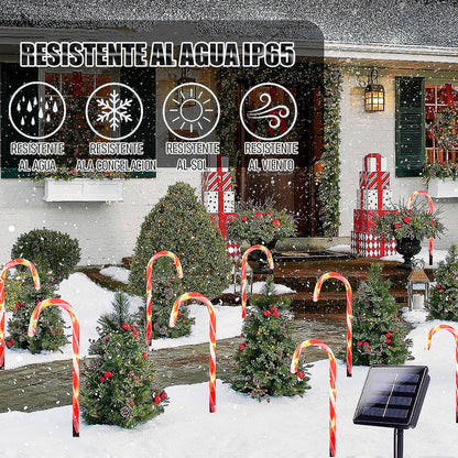 Estacas Navidad Pack10 Luces Navideñas Luces Solares Navida Amarillo