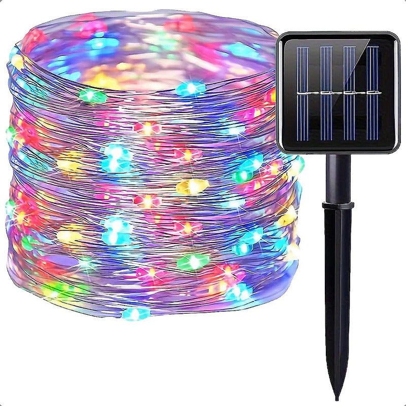 Pack 2 Guirnalda Solar 100 Led Luces Hada Solares Navidad Multicolor