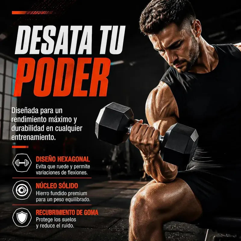 Mancuerna Hexagonal Okshop De 3 Kg Con Mango Antideslizante Negro