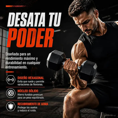 Mancuerna Hexagonal Okshop De 3 Kg Con Mango Antideslizante Negro