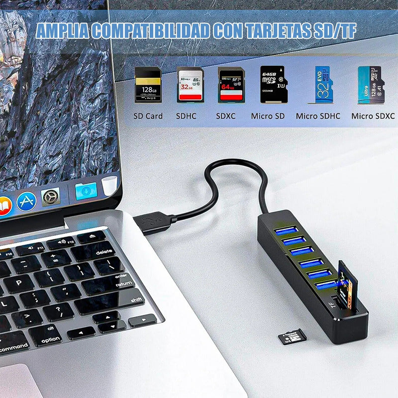Hub Usb 8 Puertos Windows Extensor Usb 8 En 1 Adaptador Multipuerto 8 En 1 Usb Hub Usb Puertos Usb Protección Contra Sobrecarga Concentrador Usb Transmision De Datos Okshop Negro