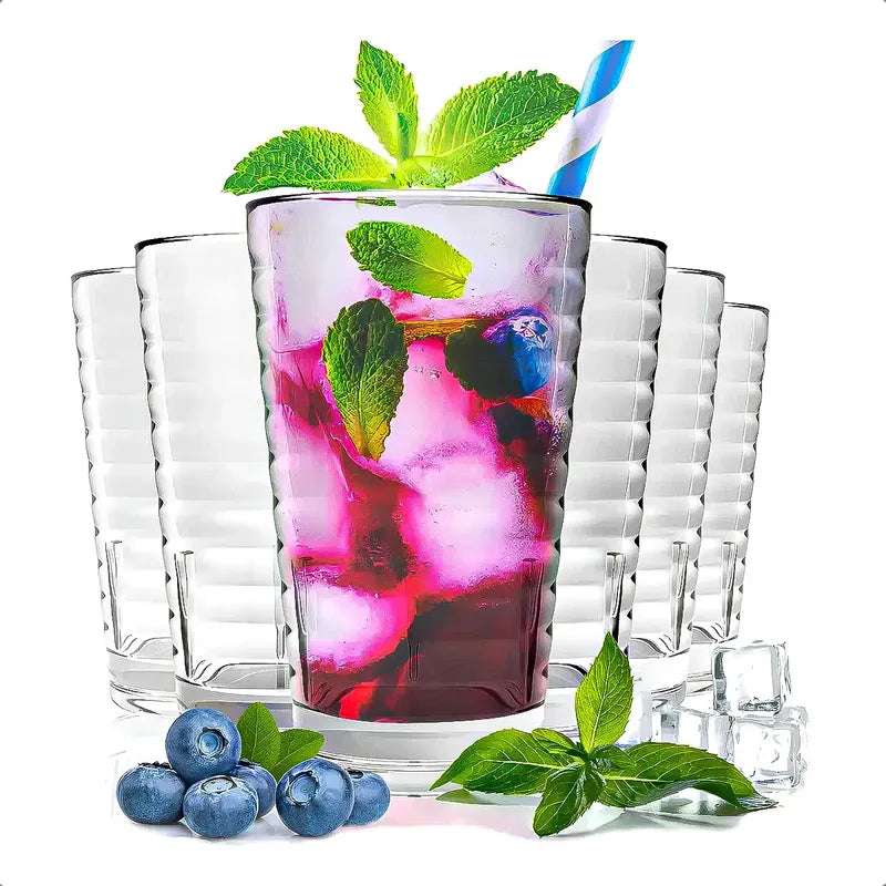 Set 6 Vasos De Vidrio Vasos Postres Juego De Vasos 300 Ml Vidrio Linea Recta