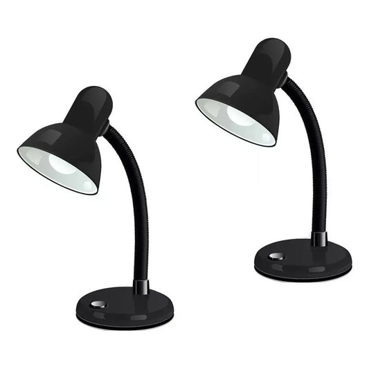 Lamparas De Escritorio Incandescente Cuello Flexibles Metal Lampara Estudio Led Mesa E27 Pack 2 Lampara Escritorio Flexible Lamparas Velador Lectura Color Negro Okshop