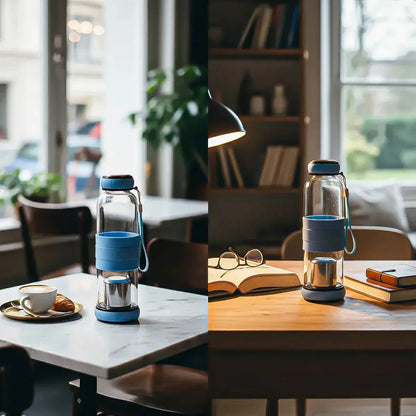 Infusor De Té Okshop, Botella De Vidrio Marrón Con Filtro