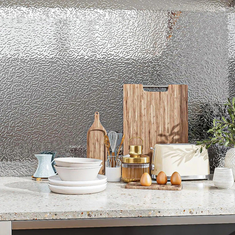 Pack 2 Papel Antigrasa Cocina 3 Metros Papel Aluminio Tapiz Papel Aluminio Cocina 3x0.6m Antideslizante Papel Papel Vinilo Cocina Adhesivos Decorativos Para Paredes Diseño 2 Okshop