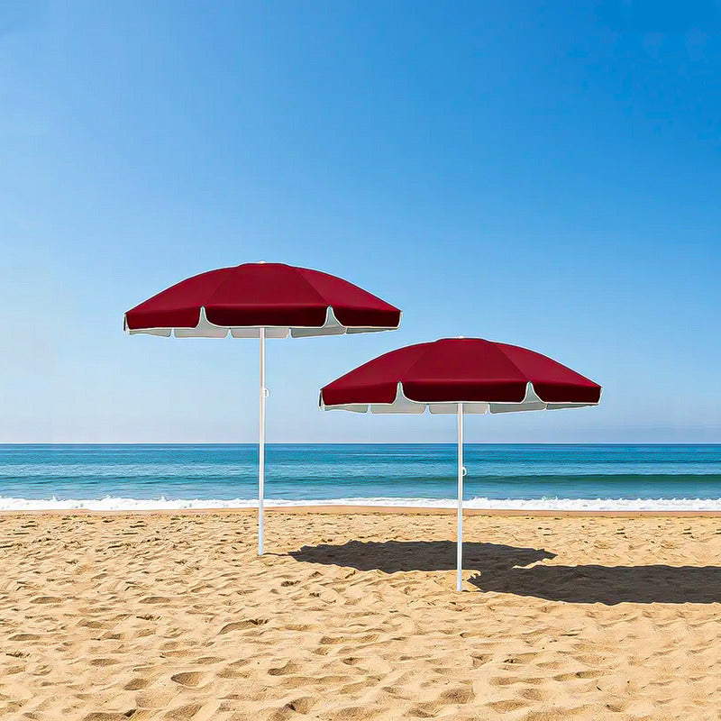 Pack 2 Sombrilla Paraguas Quitasol 2 Metros Sombrilla Playa Burdeo
