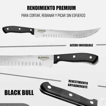 Cuchillo De Cocinero Rebanador Cuchillo Chef Profesional Cuchillos Rebanadores Black Bull Acero Inoxidable Okshop Cuchillos De Cocina Tratamiento Antioxidante Abs Mango Espiga Completa 38,5cm