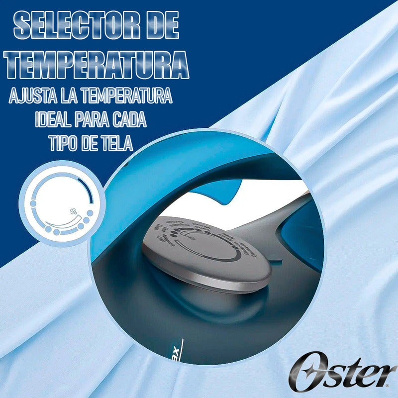 Plancha A Vapor Oster Con Base Antiadherente Y Control De Temperatura Blanco/azul