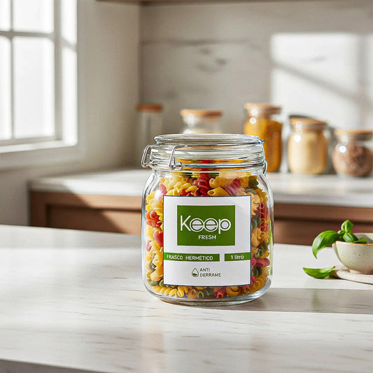 Contenedor De Alimentos Frasco Hermetico Frasco Vidrio 1 L Verde