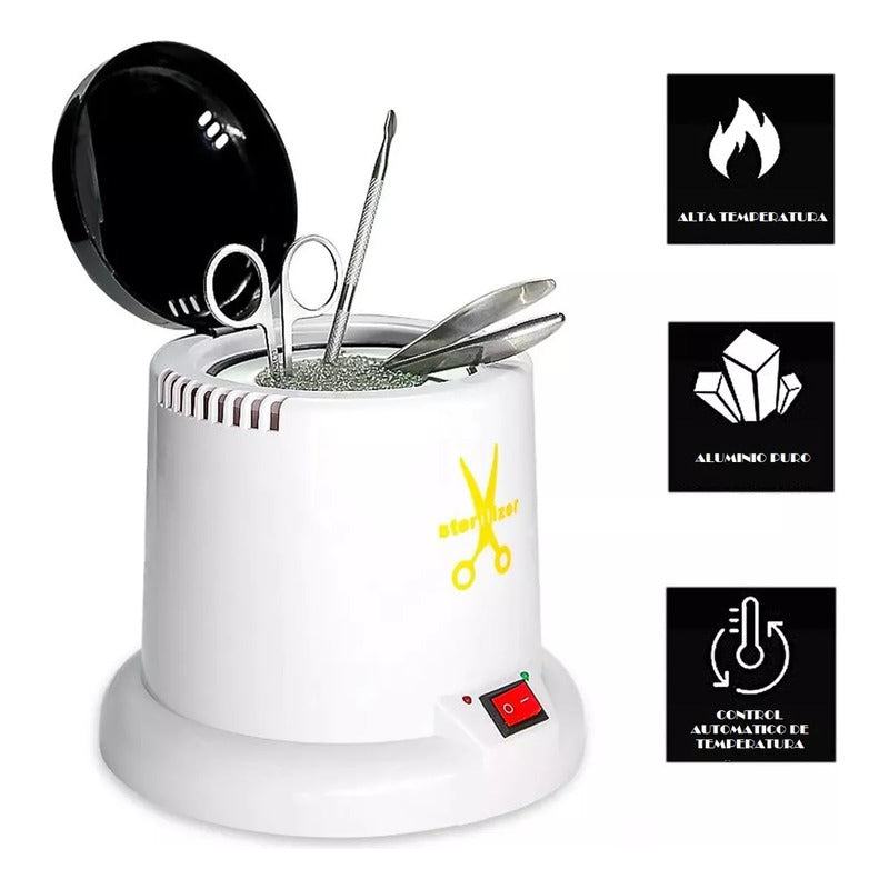 Esterilizador Para Maleta De Manicure Corta Cuticulas Metal Blanco