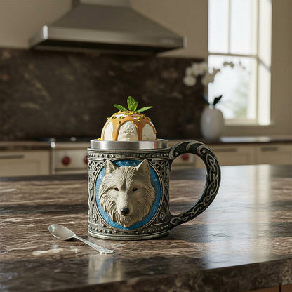 Taza Grande Taza Lobo Game Of Throne Tazon Mug Acero Inoxidable Taza Lobo Stark Game Of Thrones Tazon Mug Taza De Café De Resina Taza De Acero Inoxidable Gris