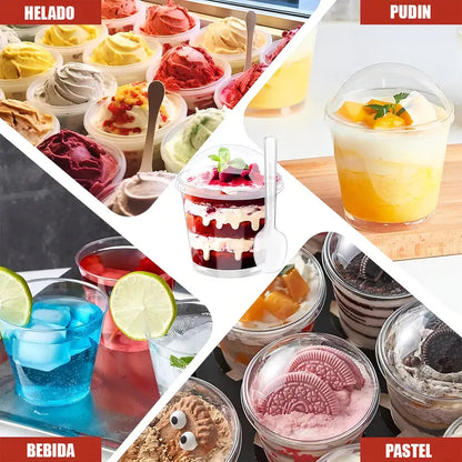 Vasos Acrílicos Con Tapa 210ml Pack 50 Okshop Plástico Ps Transparente