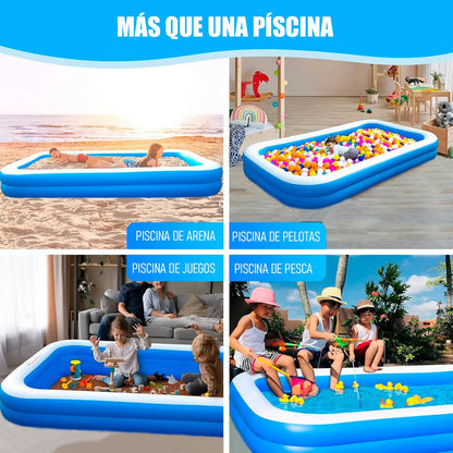 Piscina Para Niños Piscina Rectangular Familiar 260x170x50cm Piscinas Inflables Rectangulares Plastico 800l Piscina Plastica Mediana Libre Bpa Pvc Plegable Piscina Pelotas Okshop Azul