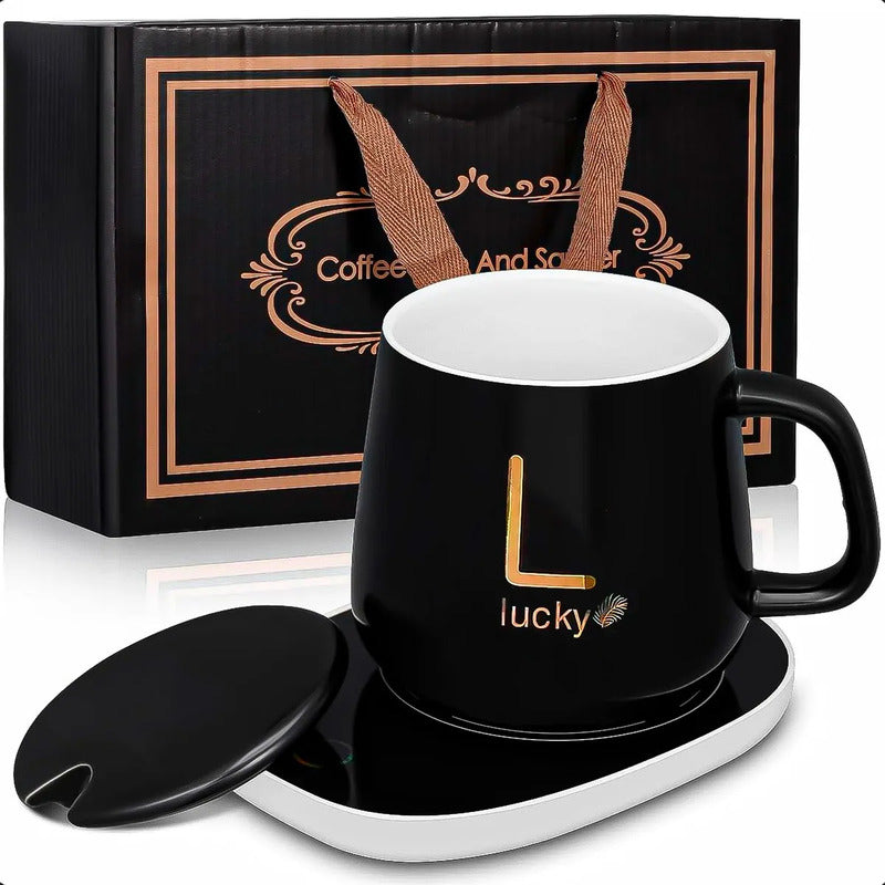 Taza Con Calentador Tazas De Te Tazas Cafe Electrica Tazas Tazas Capuccino Vidrio Templado Oficina Taza Cafe Espresso Ceramica 420ml Tazon Calentador Termostática Negro Okshop