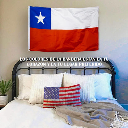 Bandera Premium Chile Chilena Bordada Reforzada 135x90 Cm Bandera Chile