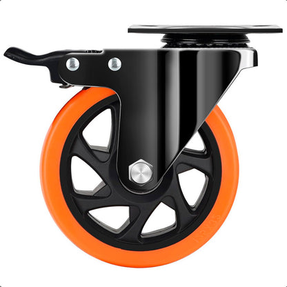 Ruedas Giratorias Para Carros Ruedas Muebles Pack 4 Ruedas Naranja/negro