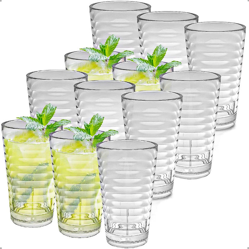 Set 12 Vasos De Vidrio Vasos Postres Juego De Vasos 300 Ml Vidrio/linea Recta