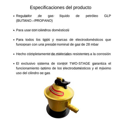 Válvula De Gas Regulador Para Gas Licuado Cocina Regulador Amarillo Brillante
