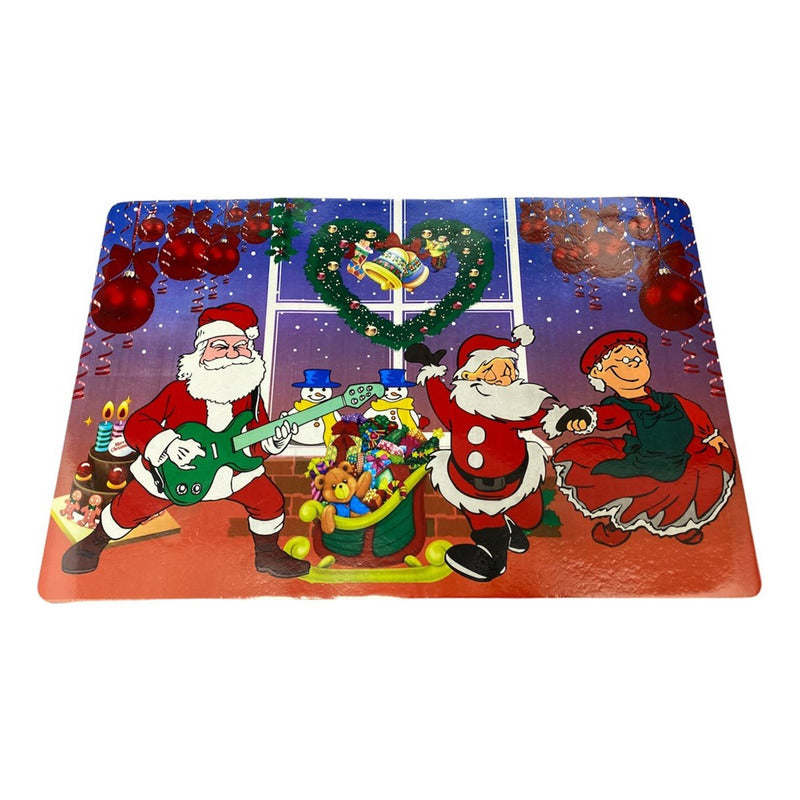 Set 12 Piezas Individuales Mesa Navideños Platos Y Vaso Navi