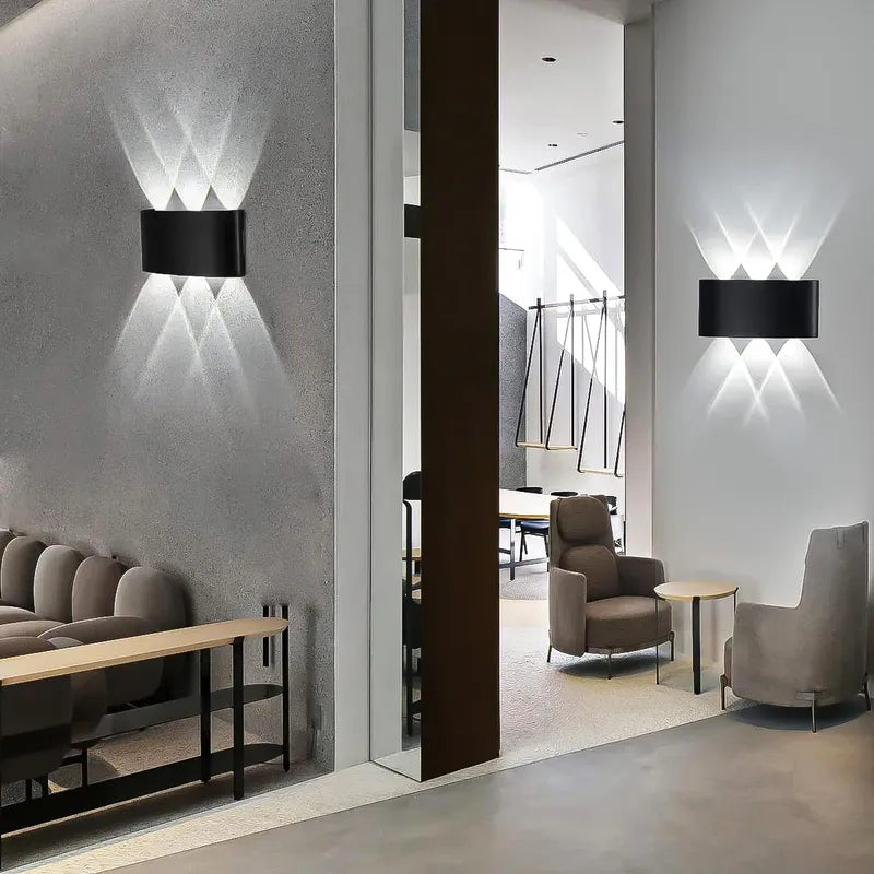 Pack 2 Aplique De Pared Lampara Muro 6w Luces Pared Aplique Negro/fria