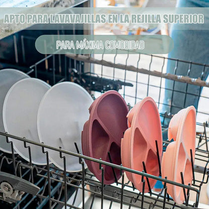 Plato De Silicona Para Bebé Con 3 Compartimentos Y Ventosa Antideslizante Turquesa Okshop
