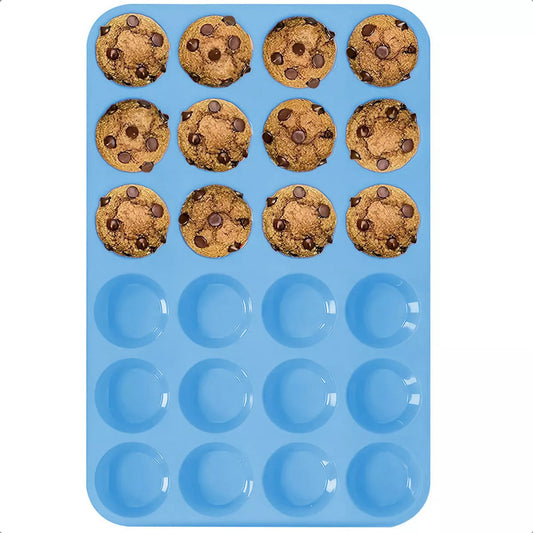 Moldes Silicona Reposteria Moldes Silicona Cupcakes 24 Cup Moldes De Silicona Para Cupcake Antiadherente Libre Bpa Moldes Magdalenas Silicona Horno Antiderrames Muffins Azul Pastel Okshop