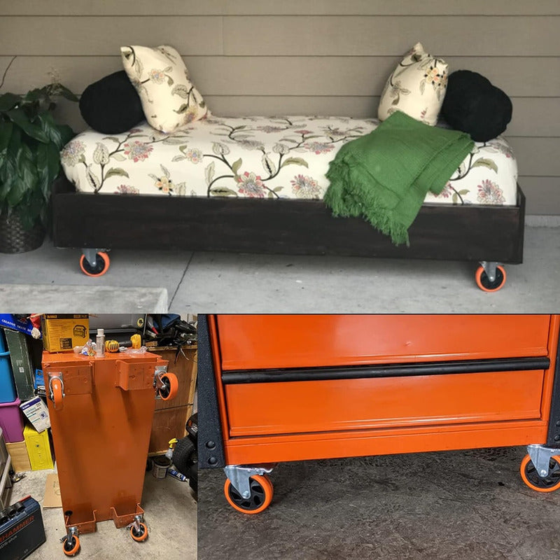 Ruedas Giratorias Para Carros Ruedas Muebles Pack 4 Ruedas Naranja/gris