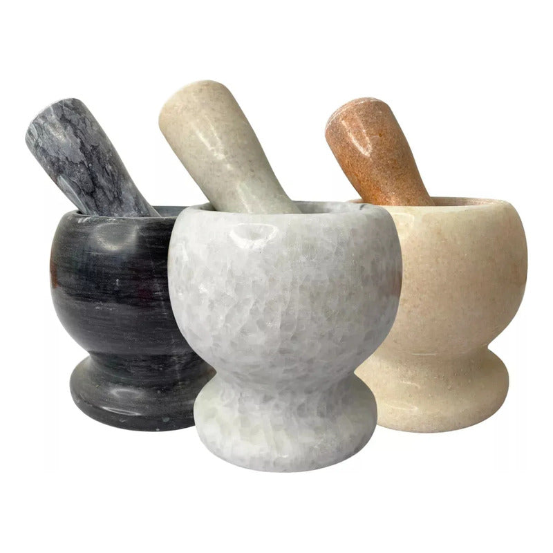 Mortero De Granito Con Pilón De Mármol Para Cocina - Okshop Gris Oscuro