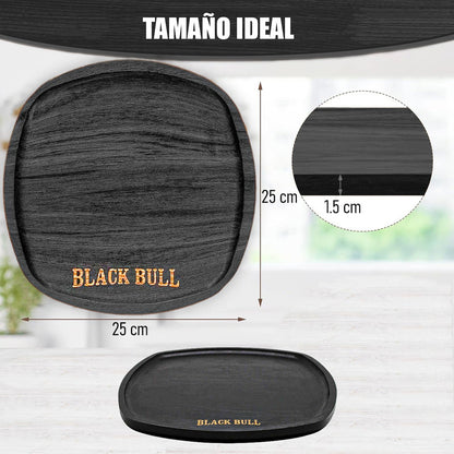 Plato Madera Bamboo Plato Negro Plato De Madera 25cm Bandeja