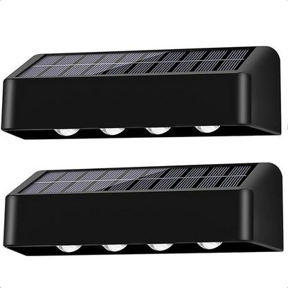 Aplique Exterior Solar Foco Pared Aplique De Pared Luces Led Para Muros Ip65 Pack 2 Apliques Exteriores Solares Abs 4w Luz Cálida Lampara De Muro Impermeable Inalambrica Okshop