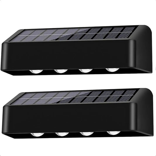 Aplique Exterior Solar Foco Pared Aplique De Pared Luces Led Para Muros Ip65 Pack 2 Apliques Exteriores Solares Abs 4w Luz Cálida Lampara De Muro Impermeable Inalambrica Okshop