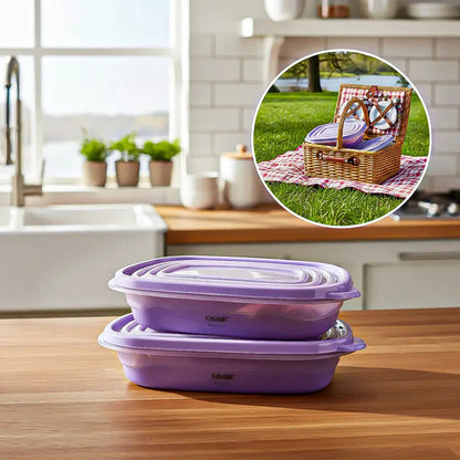 Pack 6 Taper Keep Tupper Plastico Contenedor Alimentos 950ml Lila