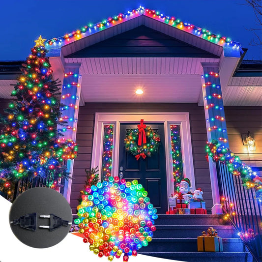 Luces Navidad Guirnalda 200 Led Cadena Luces Led Navidad 12m Luces Guirnalda Impermeable 220v Luces De Navidad Exterior Ip44 Luz Navideñas 200 Leds Color Multicolor Okshop Calida