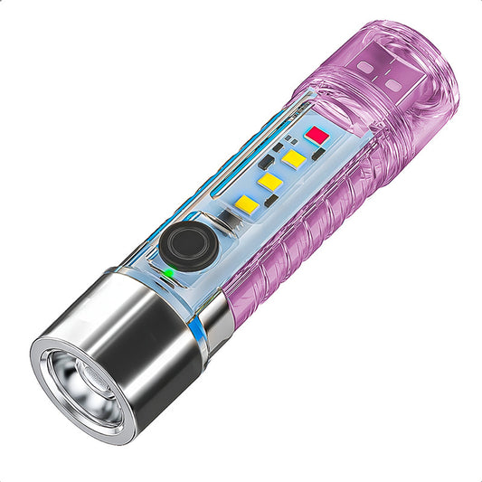 Linterna Recargable Linterna Bolsillo Linterna Led Tactica Blanco/rojo Fucsia