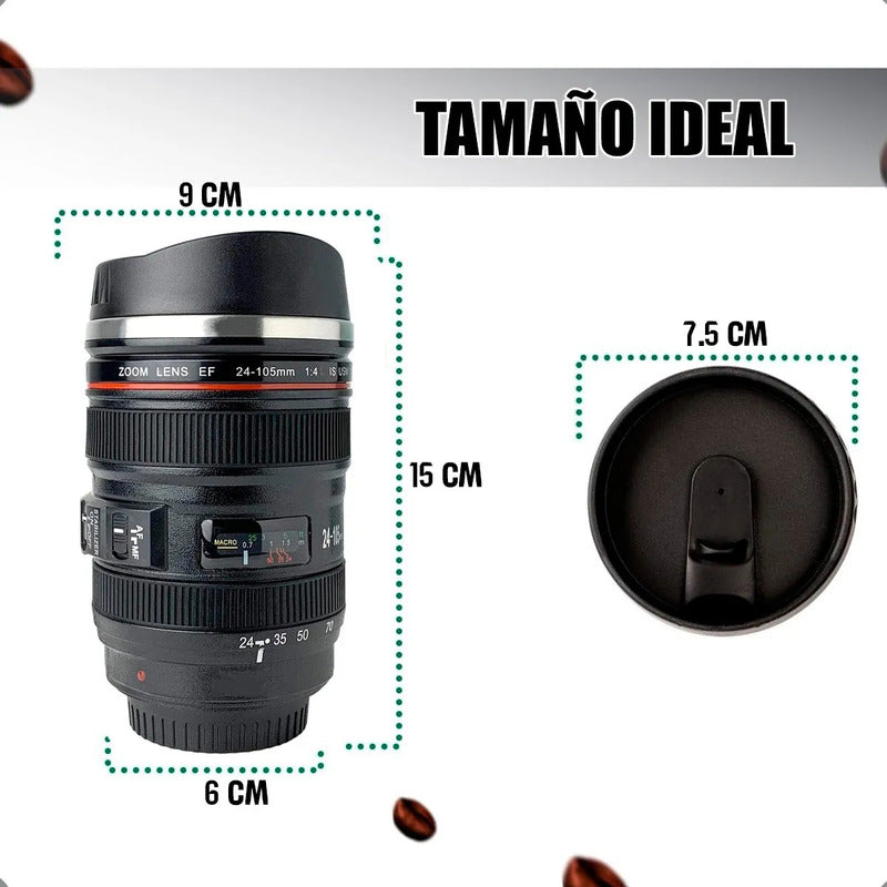 Tazon Taza Mug Vaso Lente Camara Termico Coffe Vaso Camara Tazones Grandes Acero Inoxidable 350ml Okshop Taza Caffé Plastica Tipo Camara Vaso Cafe Abs Vasos Para Cafe Negro/lente