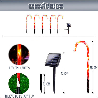 Estacas Navidad Pack10 Luces Navideñas Luces Solares Navida Amarillo