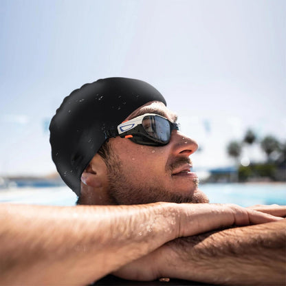Pack X4 Gorra Natacion Gorros De Natacion Gorro Baño Piscina Color Negro Diseño De La Tela Silicona Tamaño Estandar
