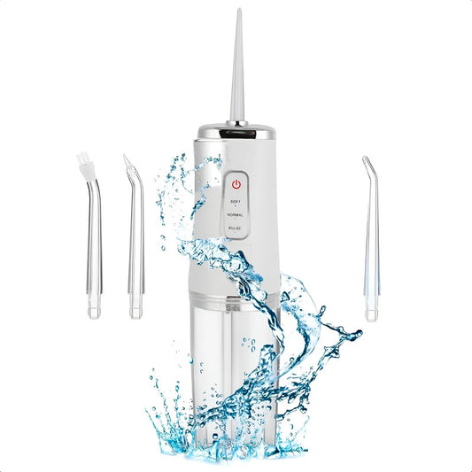 Irrigador Bucal Irrigador Dental Irrigador Electrico Dental Irrigadores Bucales 220ml Inalambricos Irrigador Oral 3 Boquillas Irrigador Vucal Irrigador Dental Limpieza Limpiador Bucal Blanco Okshop