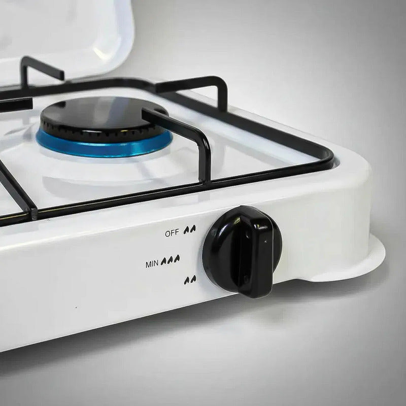 Cocinilla Portátil A Gas Licuado De 2 Quemadores Con Tapa