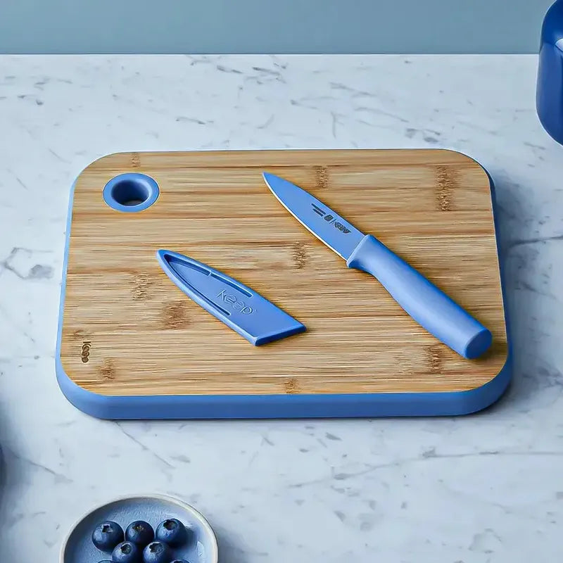 Tabla Para Picar Tablas Picar+cuchillo Tabla Bambu Keep 26cm Okshop Tablas Picar Tablas De Picar Tabla Y Cuhillo Keep... Azul Madera Bamboo