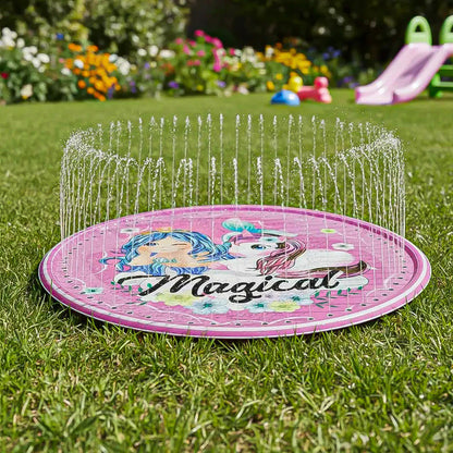 Alfombra Lanza Agua Niños Juegos De Agua Piscina 170cm Niños Rosa