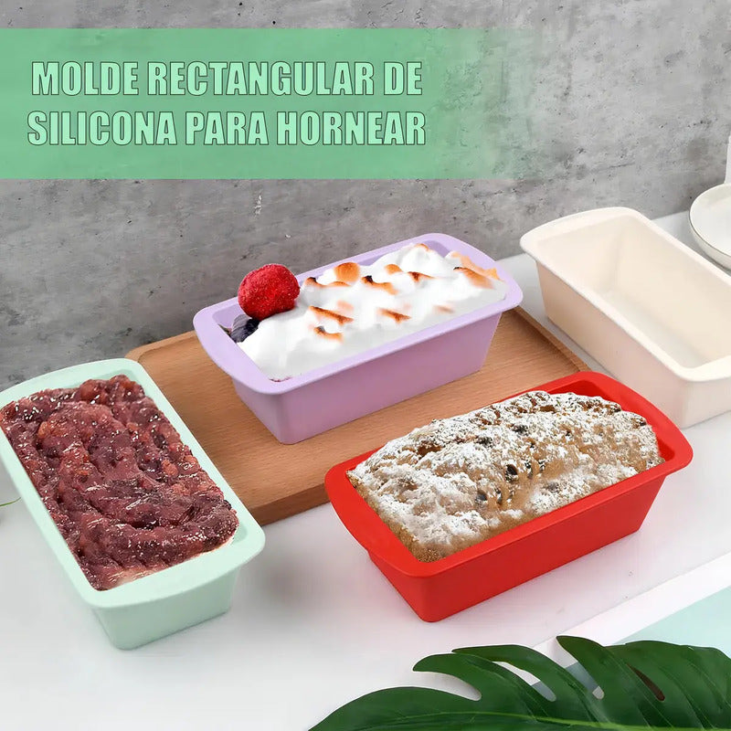 Pack De 2 Moldes De Silicona Rectangulares Antiadherentes Para Pasteles Y Pan, Verde Claro