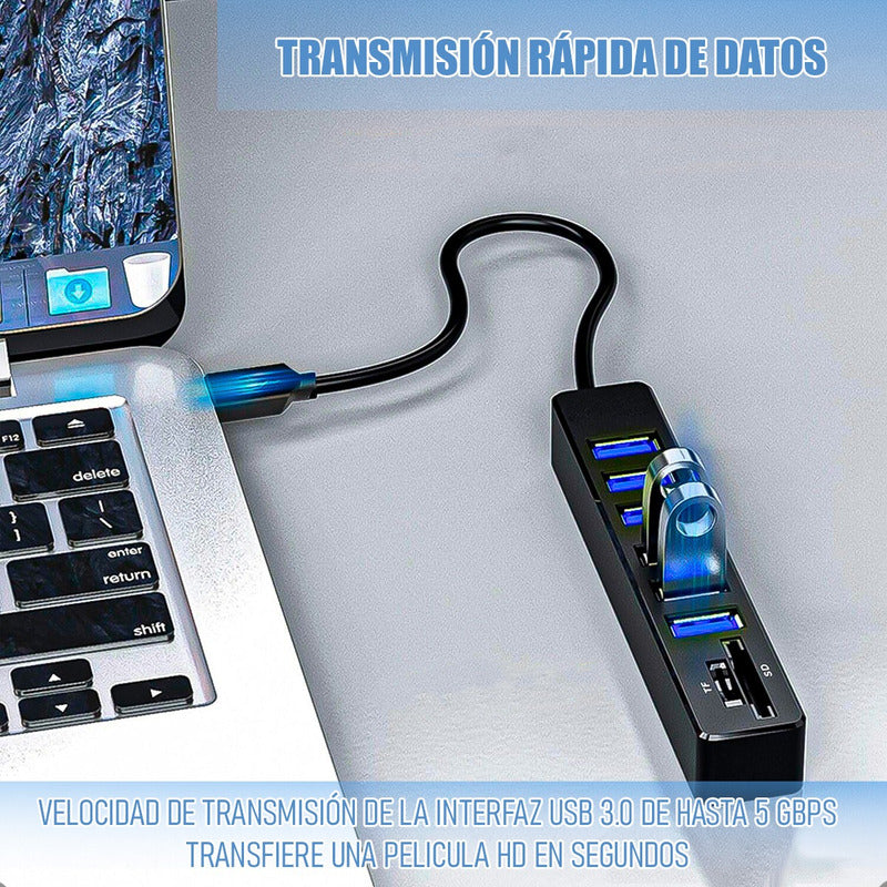 Extensor Usb 8 En 1 Adaptador Multipuerto 8 En 1 Usb Hub Usb Negro