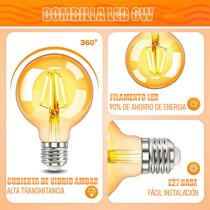 Ampolleta Led 6w Ampolleta Vintage Bombilla Led E27 Ampollet Cálida