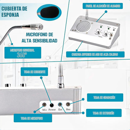 Microfonos Amplificadores Intercomunicador Bancos Citofonos Amplificador De Audio Metal Sistema De Intercomunicación Ventana Bancaria Microfono Podcast Aleacion Aluminio Okshop