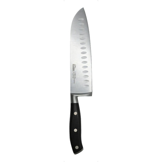 Cuchillo Santoku Limited Wayu De Acero Inoxidable Y Mango Ergonómico Negro