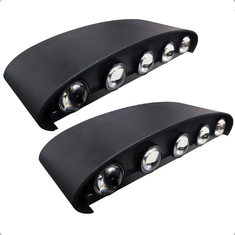 Pack 2 Aplique Muro Luces Led Para Muro Lampara De Pared 10w Negro